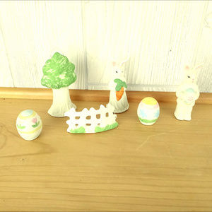 *Porcelain Easter Figurines ~ Mr Mrs Rabbit, Eggs